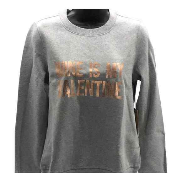 Halogen Women’s Gray Gold Graphic Sweatshirt Wine Is My Valentine Size S NWT - Picture 12 of 16